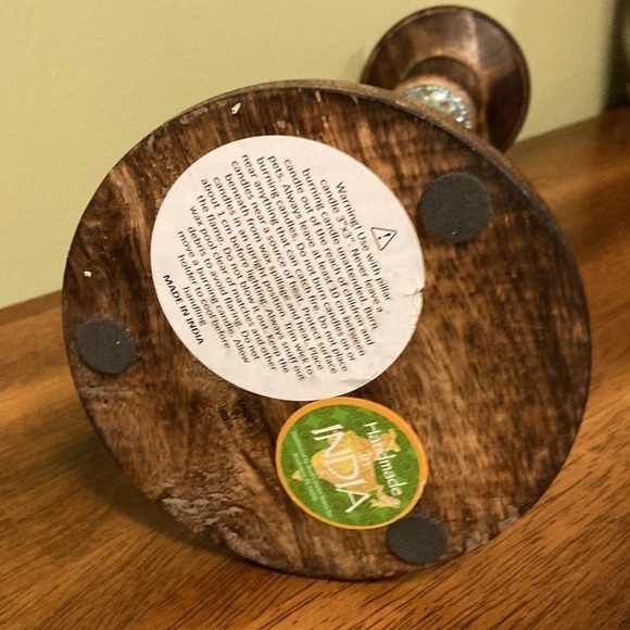 NWT GORGEOUS BEADED & JEWELED 15" WOODEN CANDLESTICK - Picture 8 of 10